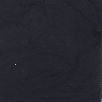 Notts County FC Boys Black 100% Cotton Basic T-Shirt Size 7-8 Years Round Neck Pullover - Reindeer