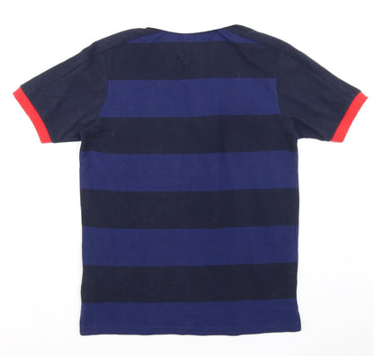 Euro Mens Blue Striped Polyester Polo Size XS Collared Button - UEFA Euro 2020 England