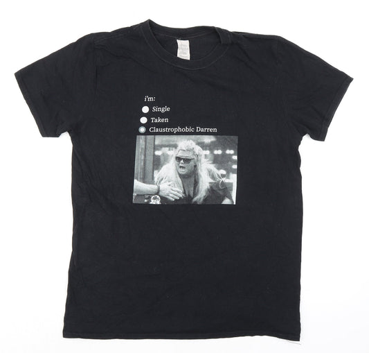 Womens UK Size M Gildan Black Basic T-Shirt