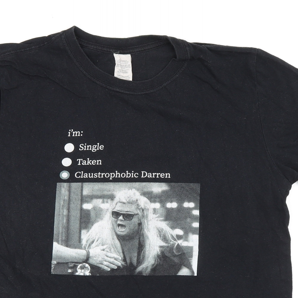 Womens UK Size M Gildan Black Basic T-Shirt