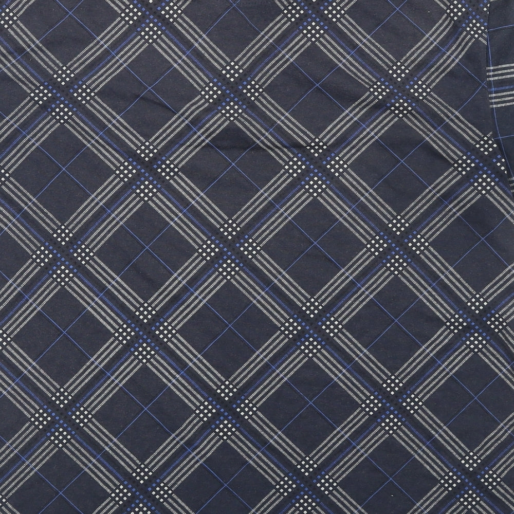 Dunlop Mens Blue Check Polyester Polo Size S Collared Button