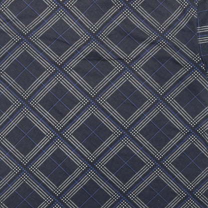 Dunlop Mens Blue Check Polyester Polo Size S Collared Button