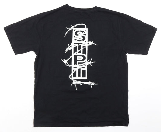 Mens UK Size XL Earth Positive Black  T-Shirt