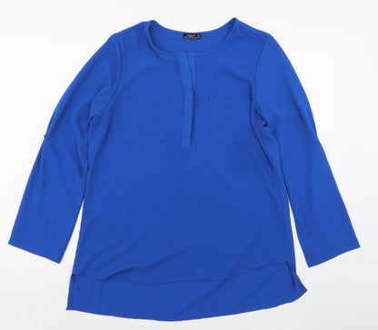 Helly Womens Blue Polyester Basic Blouse Size XL Round Neck
