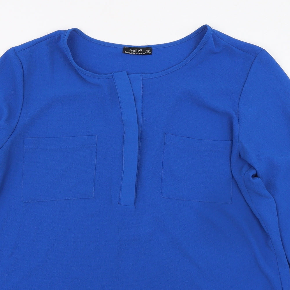 Helly Womens Blue Polyester Basic Blouse Size XL Round Neck