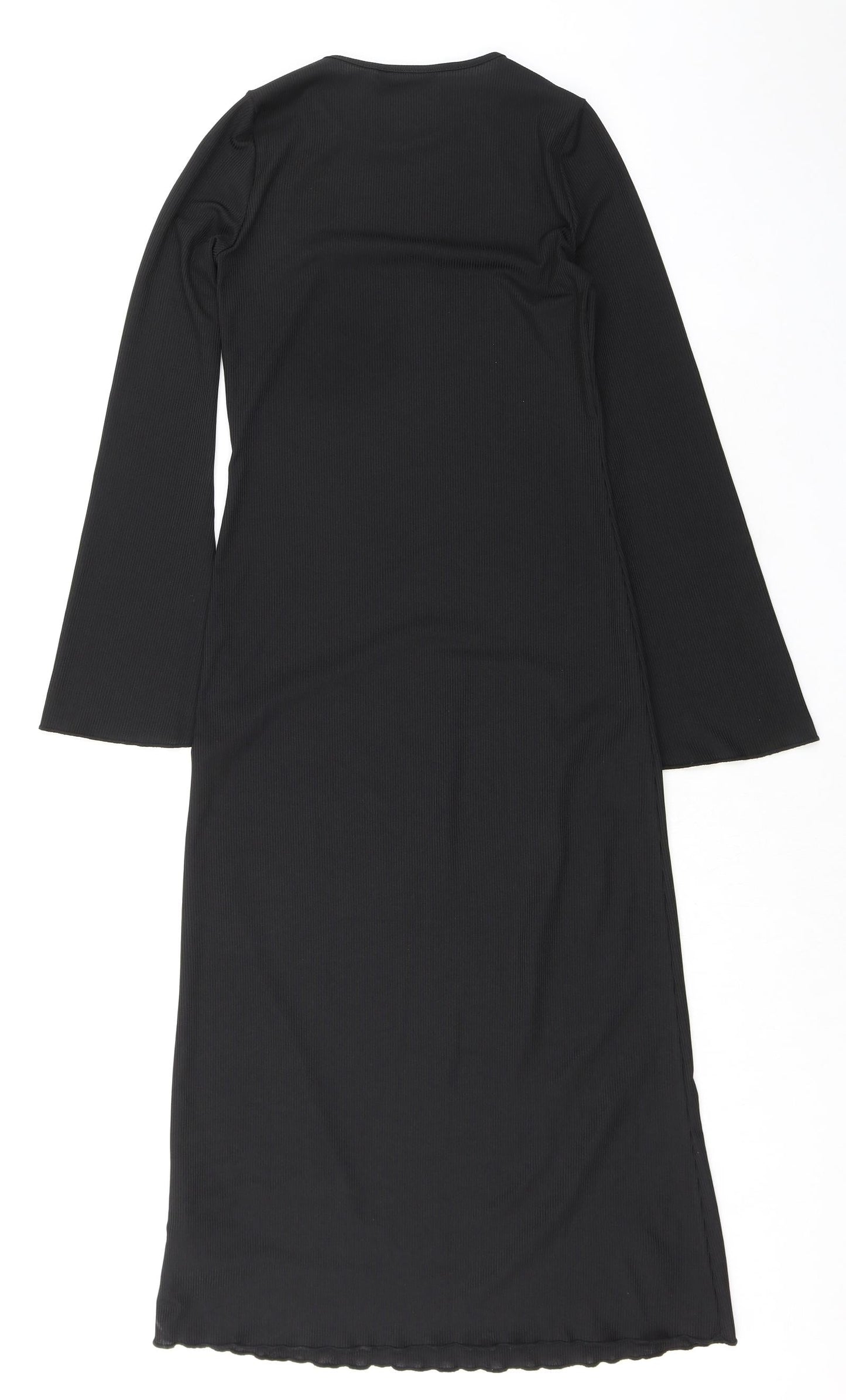New Look Womens Black Polyester Sheath Size 8 Crew Neck Pullover - Ribbed