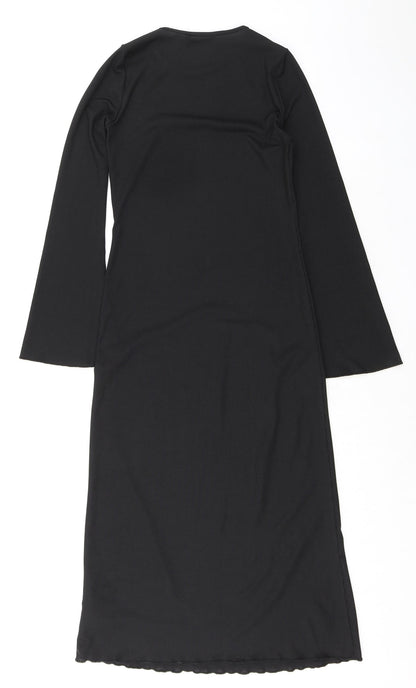 New Look Womens Black Polyester Sheath Size 8 Crew Neck Pullover - Ribbed