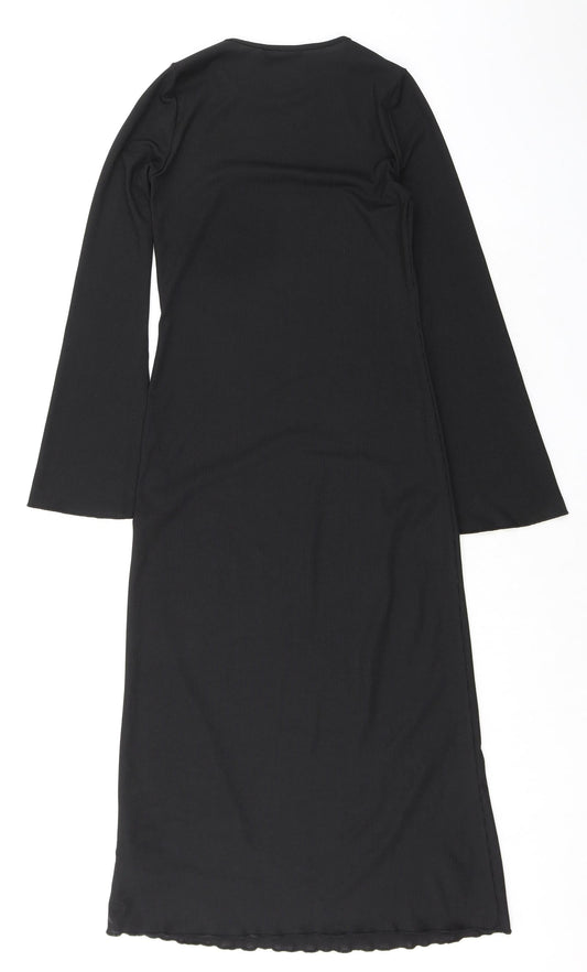 New Look Womens Black Polyester Sheath Size 8 Crew Neck Pullover - Ribbed