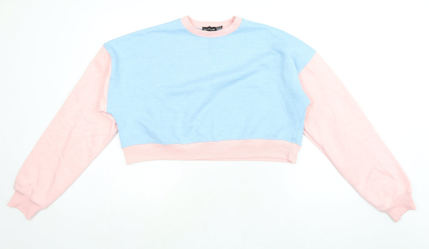 PRETTYLITTLETHING Womens Multicoloured Colourblock Polyester Pullover Sweatshirt Size 8 Pullover