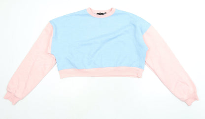 PRETTYLITTLETHING Womens Multicoloured Colourblock Polyester Pullover Sweatshirt Size 8 Pullover