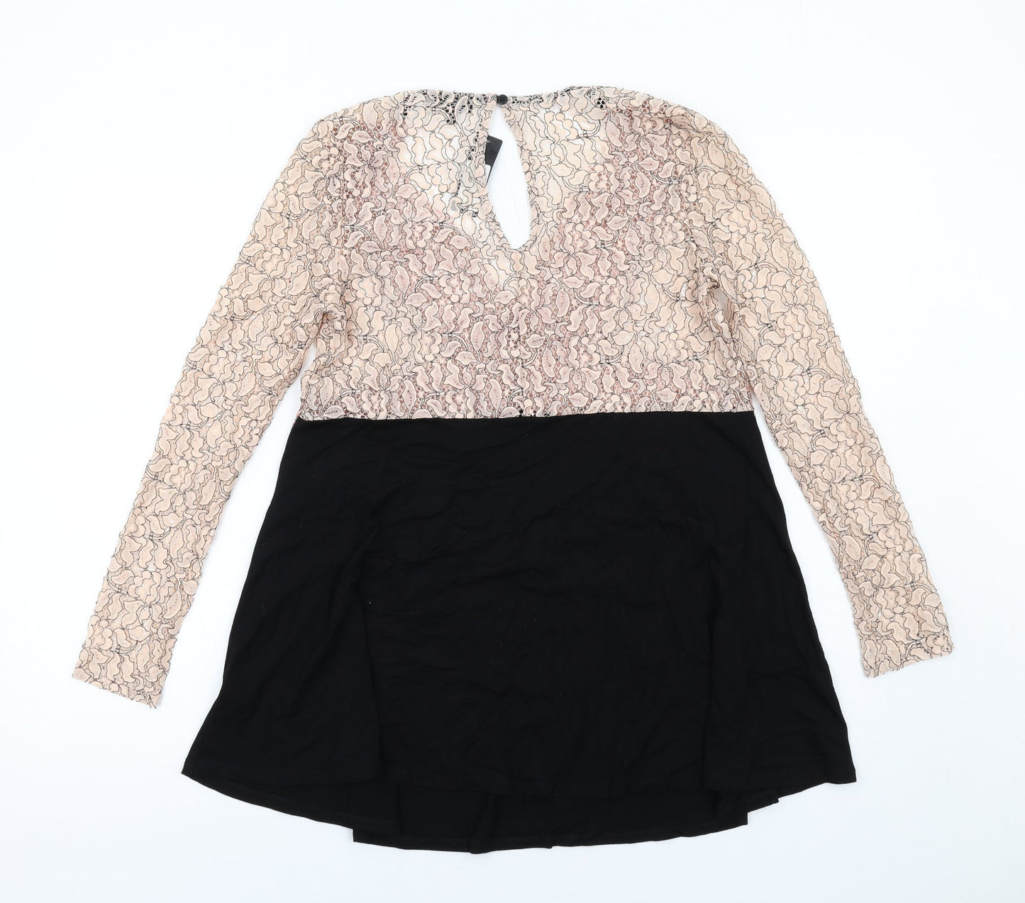 River Island Womens Black Colourblock Polyamide Trapeze & Swing Size 6 V-Neck Pullover