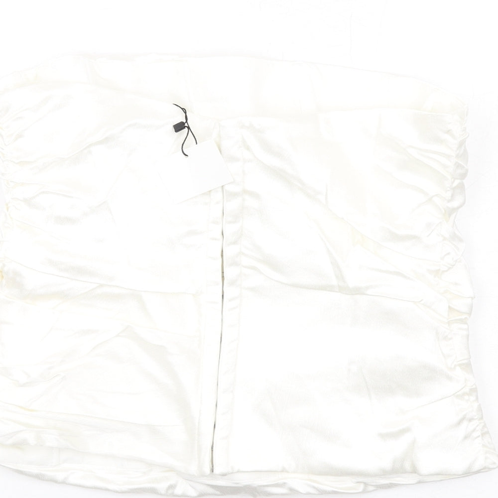 Womens UK Size L Zara Ivory Cropped Tank