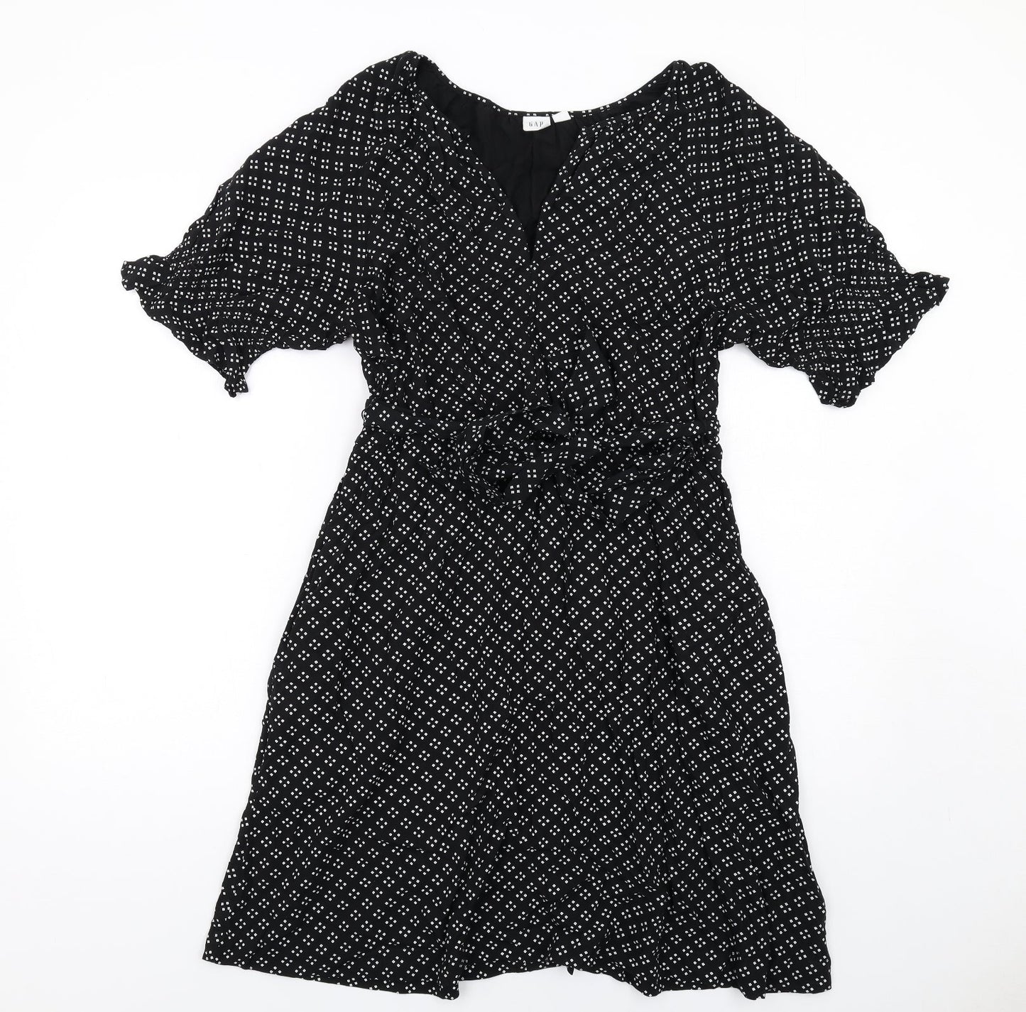 Gap Womens Black Geometric Viscose A-Line Size M V-Neck Pullover