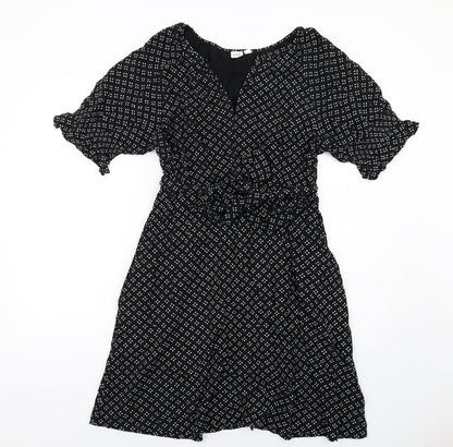 Gap Womens Black Geometric Viscose A-Line Size M V-Neck Pullover