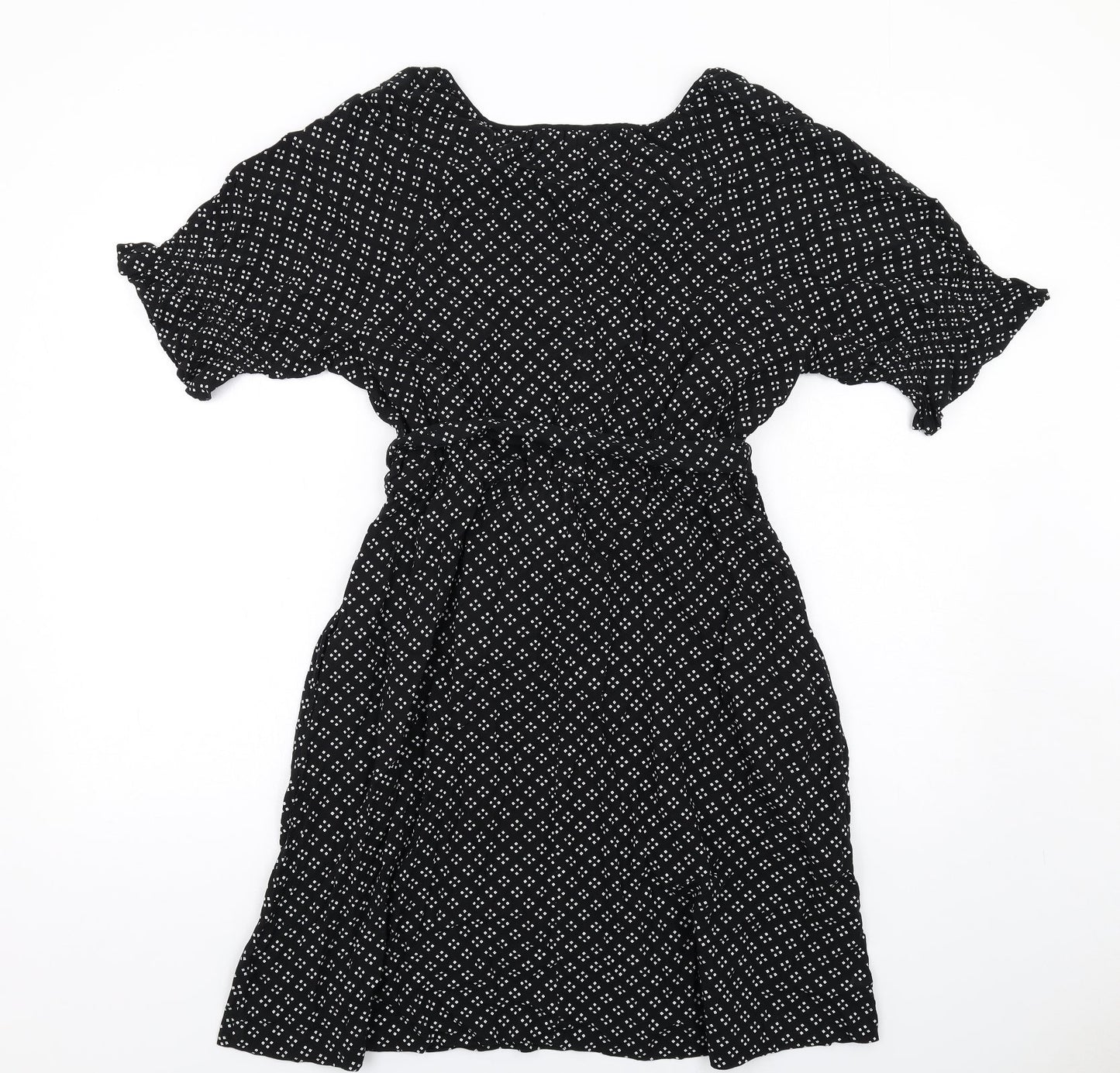 Gap Womens Black Geometric Viscose A-Line Size M V-Neck Pullover