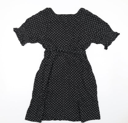 Gap Womens Black Geometric Viscose A-Line Size M V-Neck Pullover