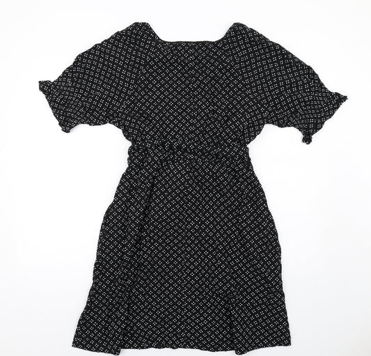 Gap Womens Black Geometric Viscose A-Line Size M V-Neck Pullover