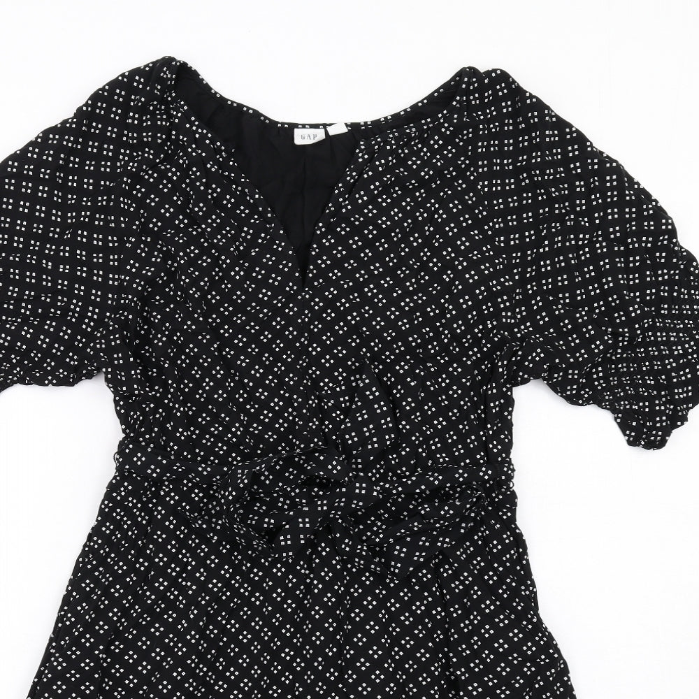 Gap Womens Black Geometric Viscose A-Line Size M V-Neck Pullover