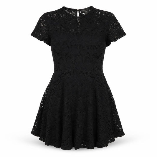 Kendall And Kylie Womens Black Geometric Cotton Fit & Flare Size L Round Neck Zip