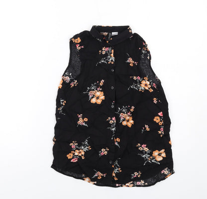 Womens UK Size 4 H&M Black Basic Button-Up