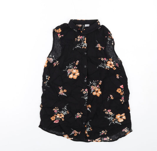 Womens UK Size 4 H&M Black Basic Button-Up
