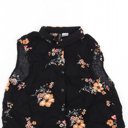 Womens UK Size 4 H&M Black Basic Button-Up
