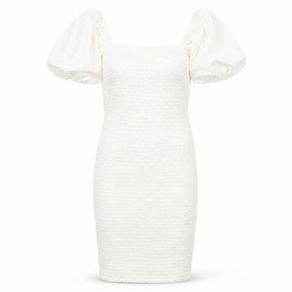 PRETTYLITTLETHING Womens White Polyester Bodycon Size 6 Square Neck Pullover