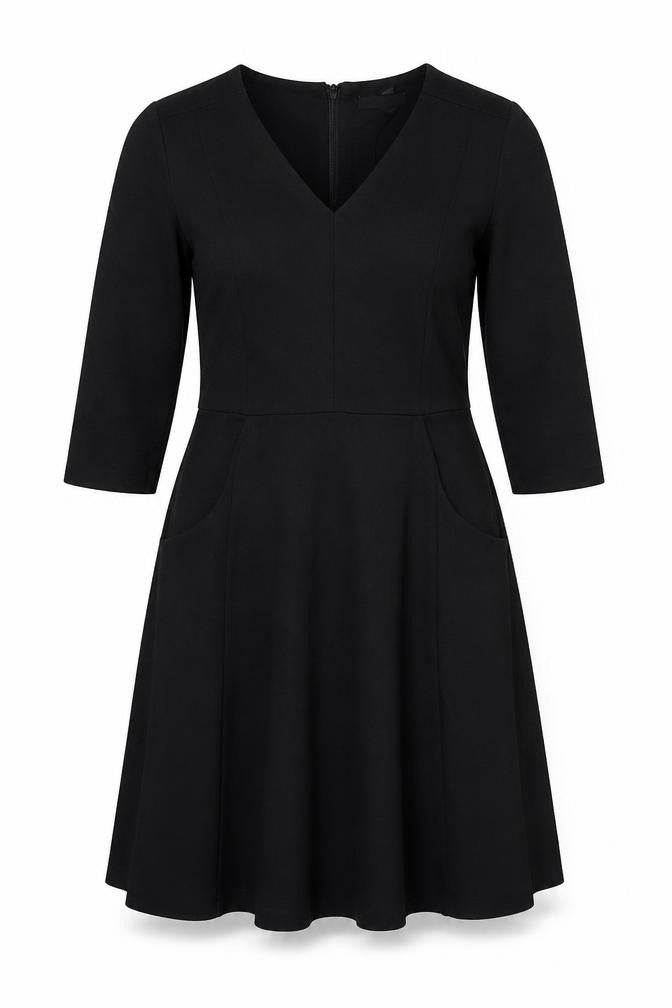 Kaliko Womens Black Polyester Trapeze & Swing Size 10 V-Neck Zip