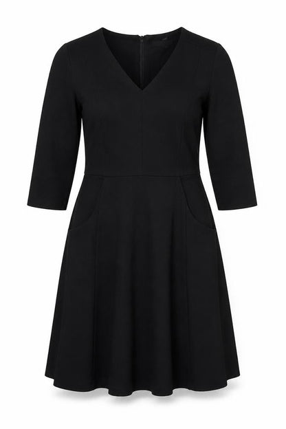 Kaliko Womens Black Polyester Trapeze & Swing Size 10 V-Neck Zip