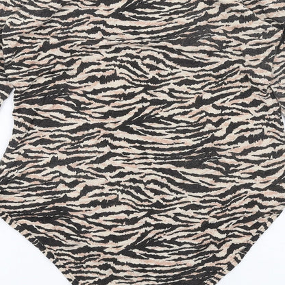 I SAW IT FIRST Womens Beige Animal Print Viscose Bodysuit One-Piece Size 10 Pullover - Tiger Print