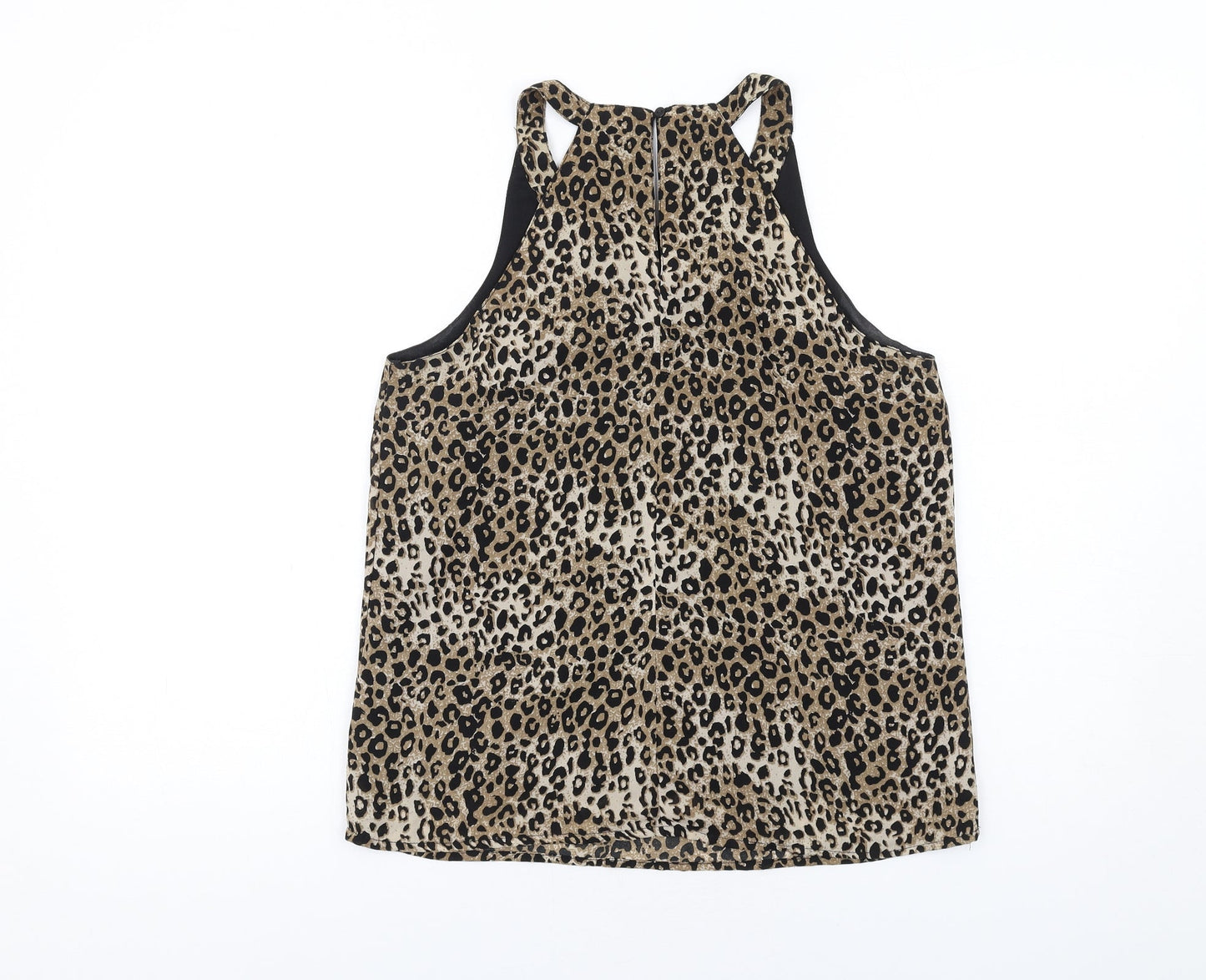 Pigalle Womens Brown Animal Print Polyester Basic Tank Size 8 Round Neck - Leopard Print