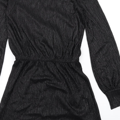 Zara Womens Black Polyester A-Line Size S V-Neck Pullover