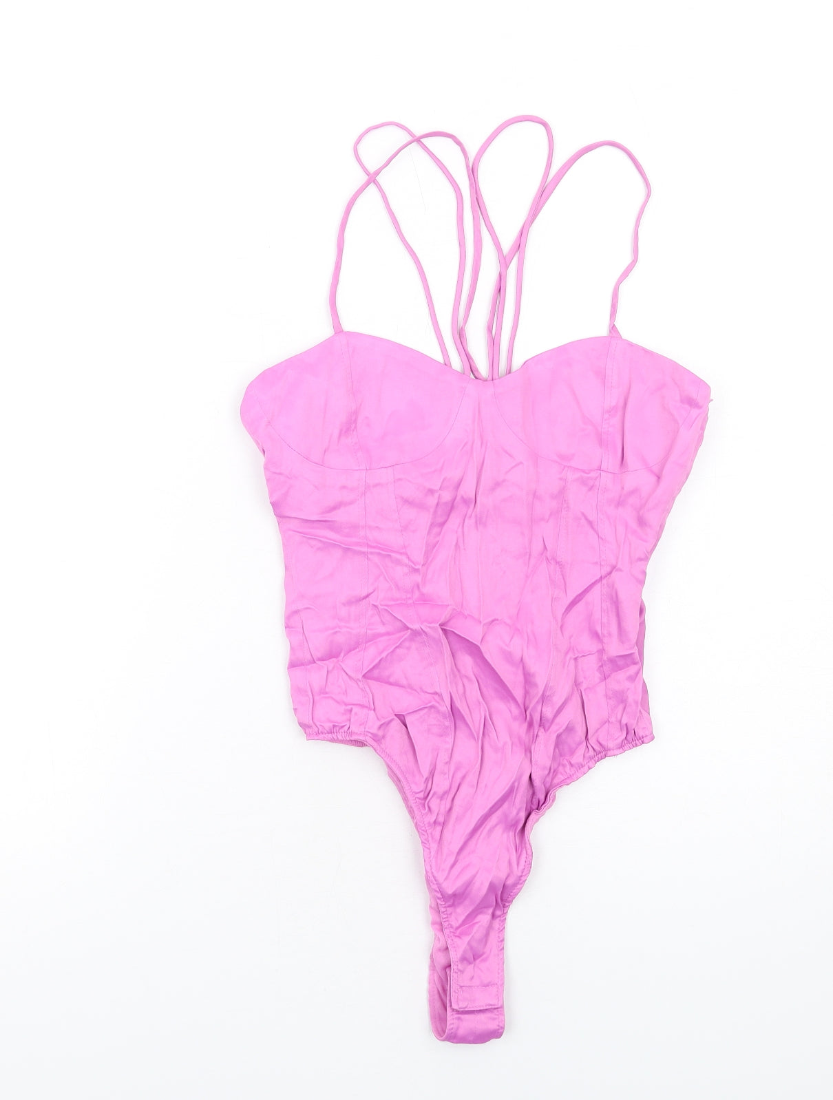 Zara Womens Purple Viscose Bodysuit One-Piece Size S Zip