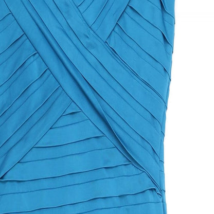 Teatro Womens Blue Polyester Pencil Dress Size 10 V-Neck Zip - Textured