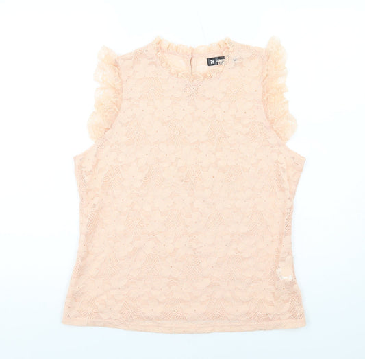 Womens UK Size L Allegra K Pink Basic Tank