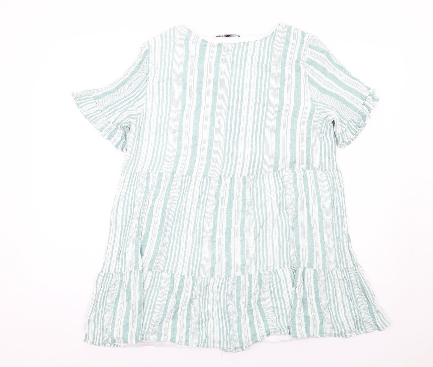 Womens UK Size 14 In the Style Green Basic Button-Up