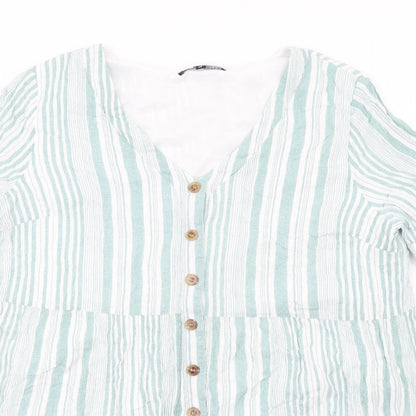 Womens UK Size 14 In the Style Green Basic Button-Up