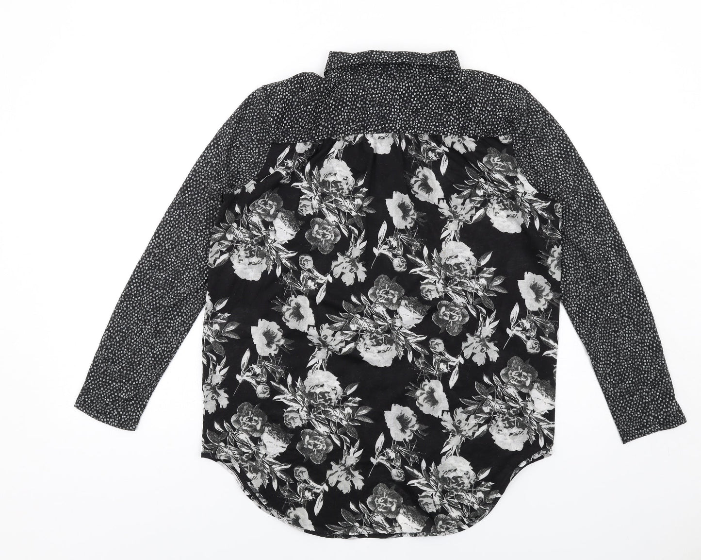 Womens UK Size XS H&M Black Basic Button-Up