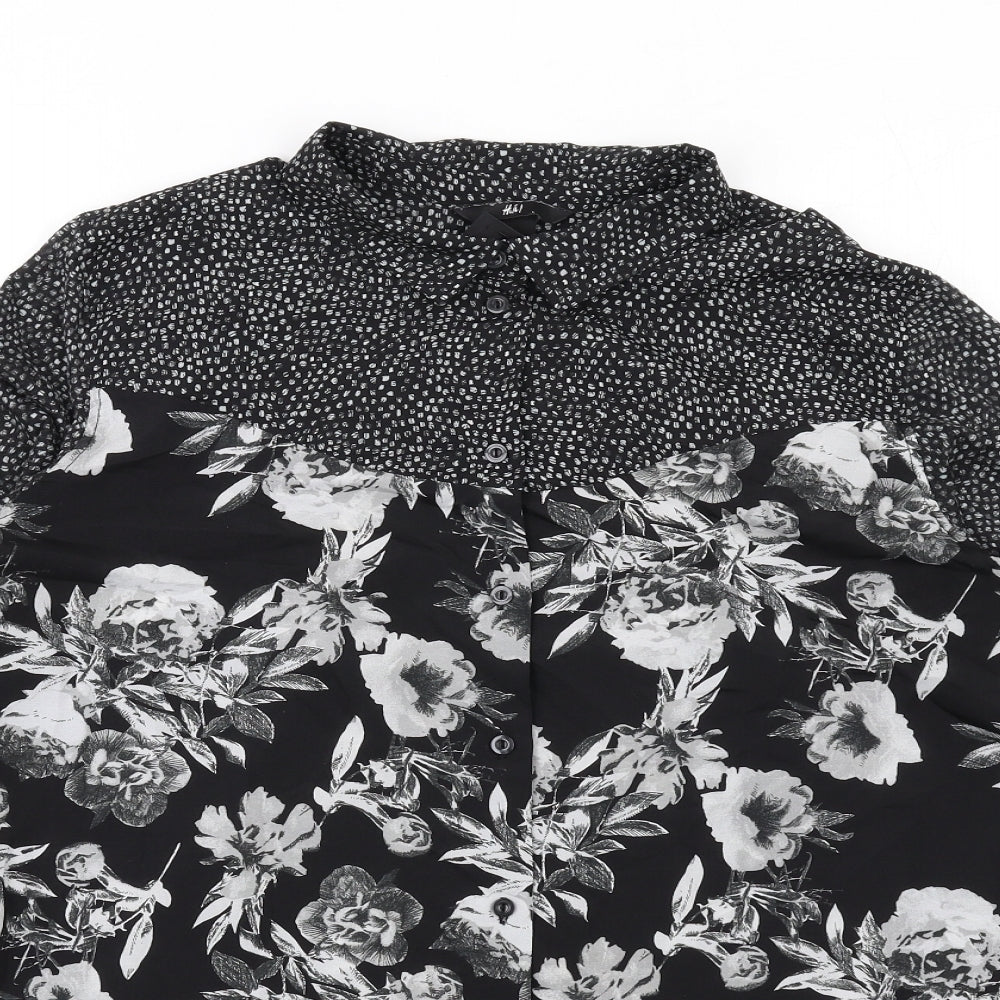 Womens UK Size XS H&M Black Basic Button-Up