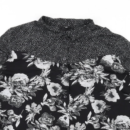 Womens UK Size XS H&M Black Basic Button-Up