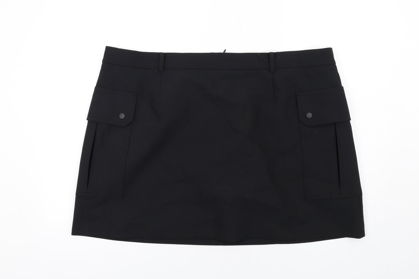 Marks and Spencer Womens Black Polyester Cargo Skirt Size 24 Zip