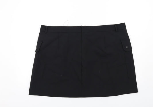 Marks and Spencer Womens Black Polyester Cargo Skirt Size 24 Zip