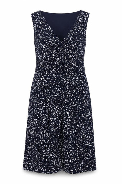 John Lewis Womens Blue Polka Dot Polyester Shift Size 10 V-Neck Pullover