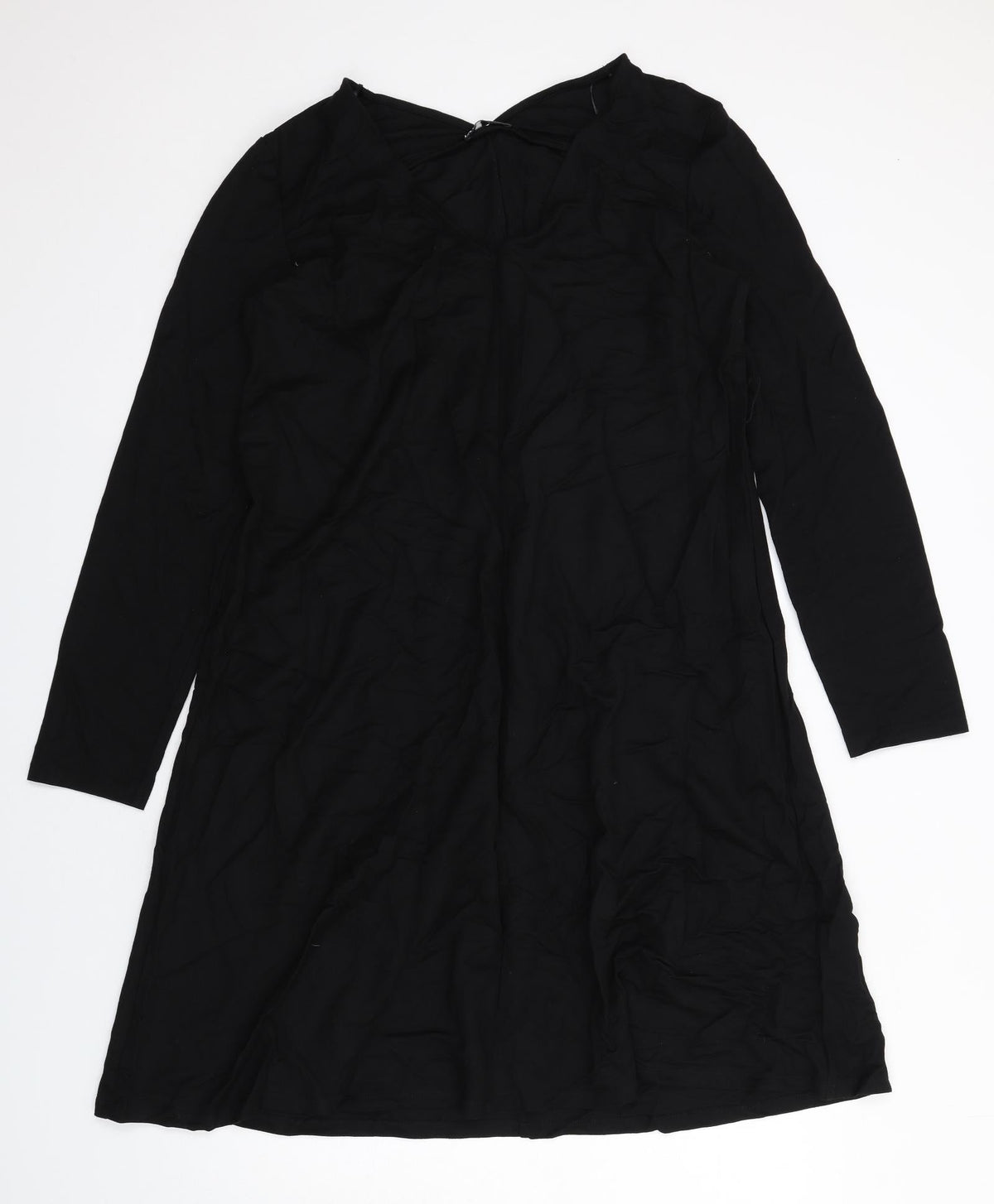 Zara Womens Black Viscose A-Line Size L V-Neck Pullover