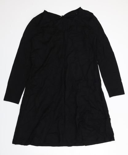 Zara Womens Black Viscose A-Line Size L V-Neck Pullover