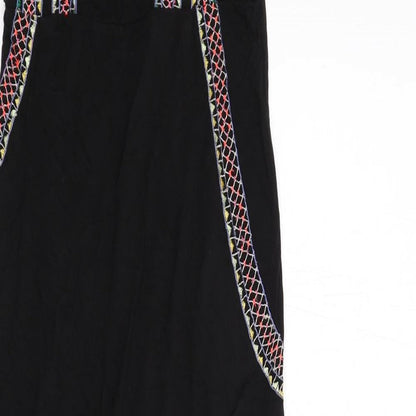 Topshop Womens Black Geometric Viscose Maxi Size 6 Square Neck Button