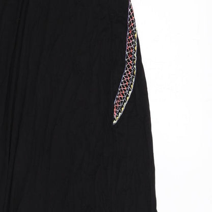 Topshop Womens Black Geometric Viscose Maxi Size 6 Square Neck Button