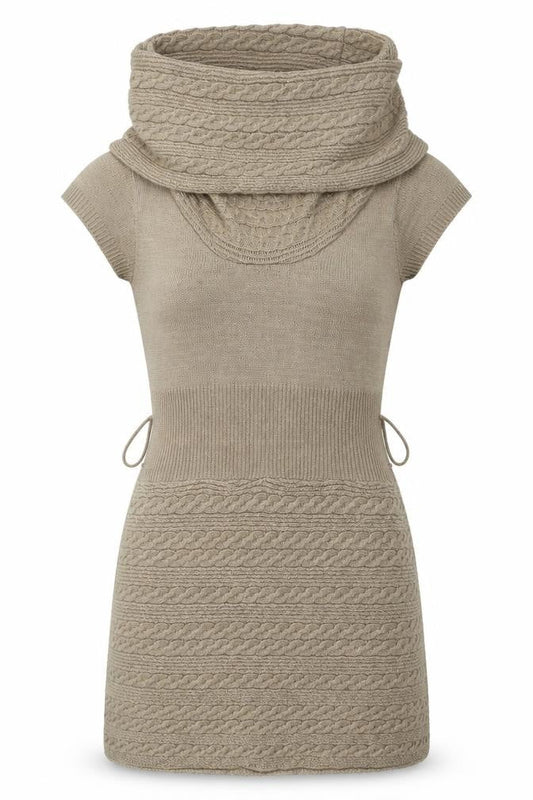 Pout Womens Beige Acrylic Jumper Dress Size M Roll Neck Pullover - Size S-M