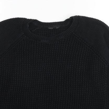 Topshop Womens Black Round Neck Acrylic Pullover Jumper Size 8