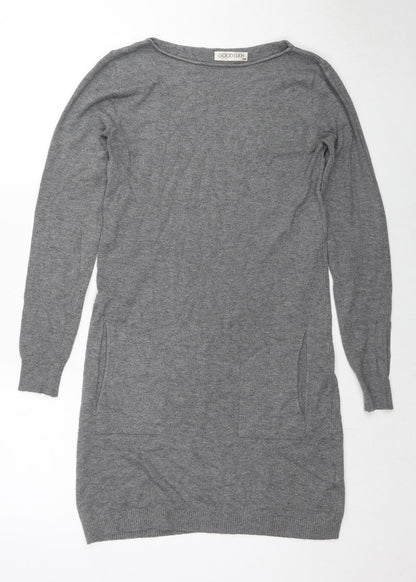 Good Luck Womens Grey Round Neck Viscose Tunic Jumper Size S - Size S-M